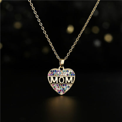 MOM Heart Necklace (Crystal)