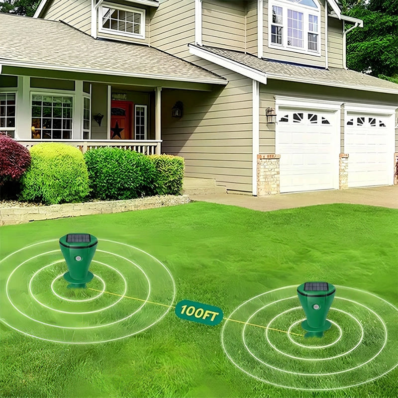 ☘️Solar Sonic Mole Repellent Stakes – Waterproof Ultrasonic Yard Pest Repeller