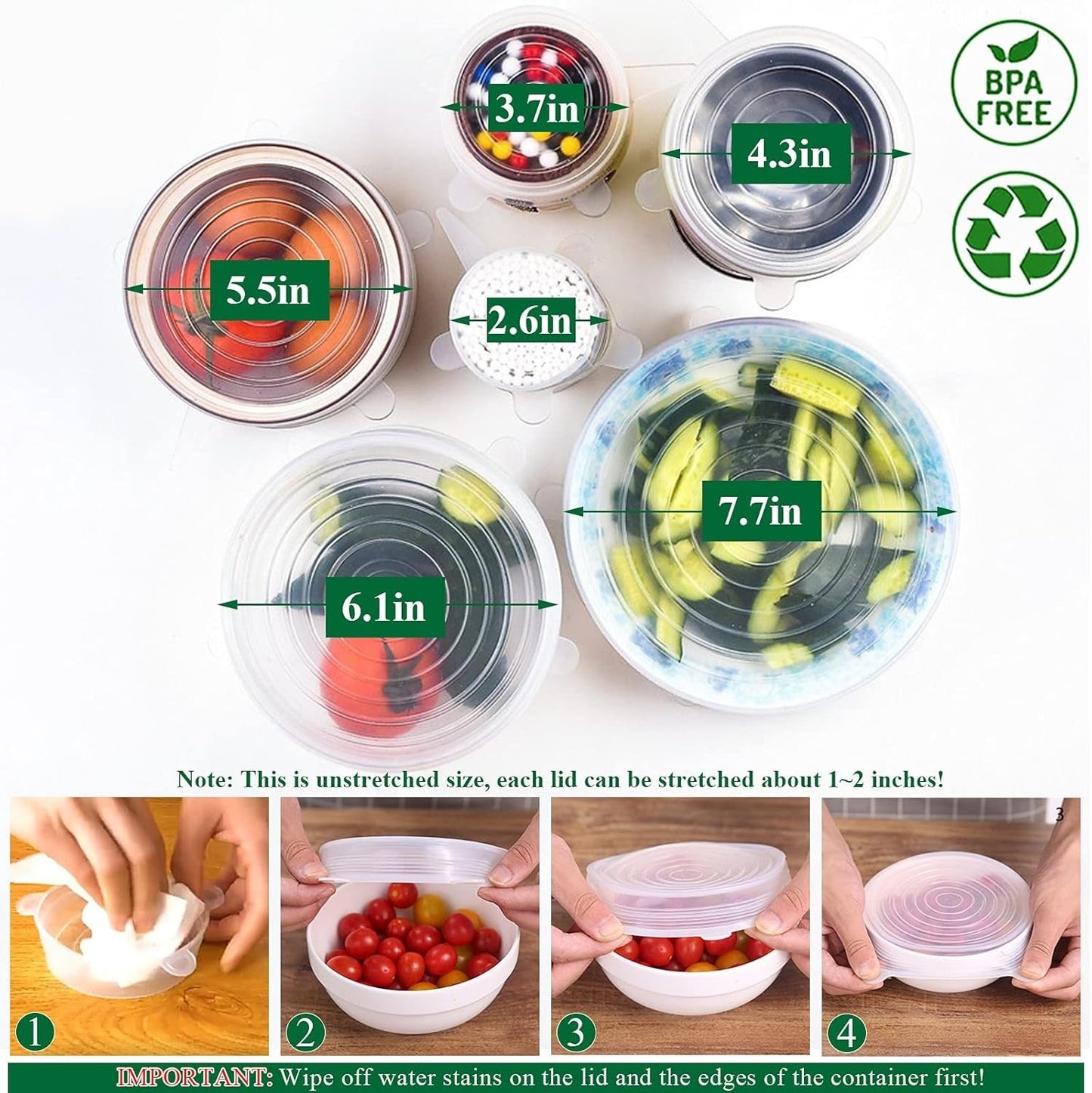 Theflame™ Reusable Silicone Lids — 6 PCS Stretch Bowl & Pot Covers
