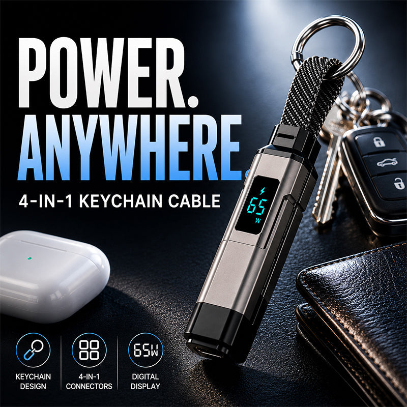 🔥HOT SALE 50% OFF🔥4-in-1 Digital Display Keychain Charging Cable
