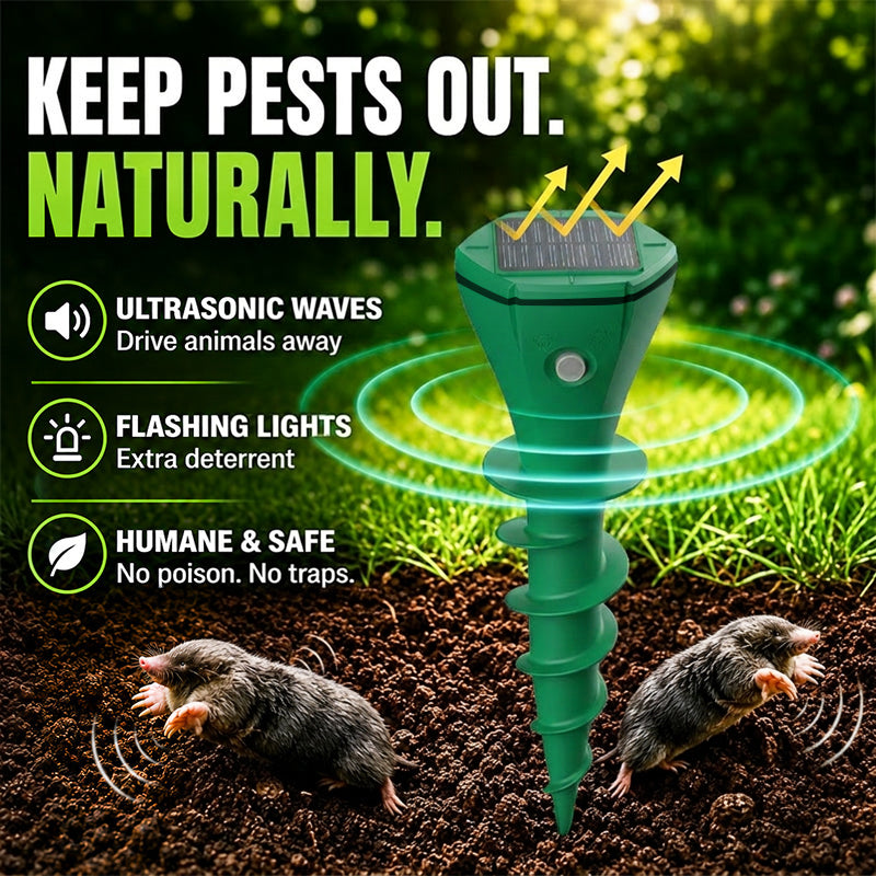 🔥Vodlans™ Solar Powered Waterproof Screw Mole Repellent