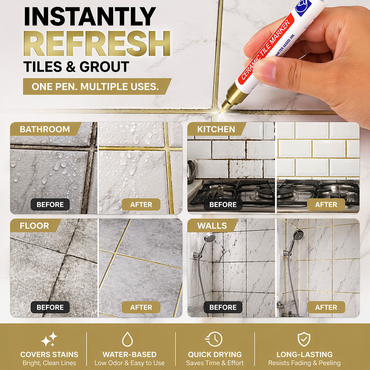 Vodlans™ Anti-Mould & Waterproof Joint Pen for Ceramic Tiles!