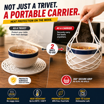 Vodlans™ 2-in-1 Silicone Hot Food Carrier & Heat-Resistant Trivet