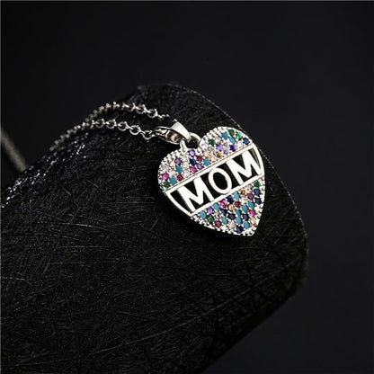 MOM Heart Necklace (Crystal)