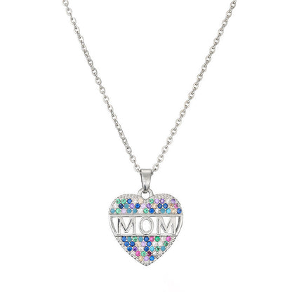 MOM Heart Necklace (Crystal)