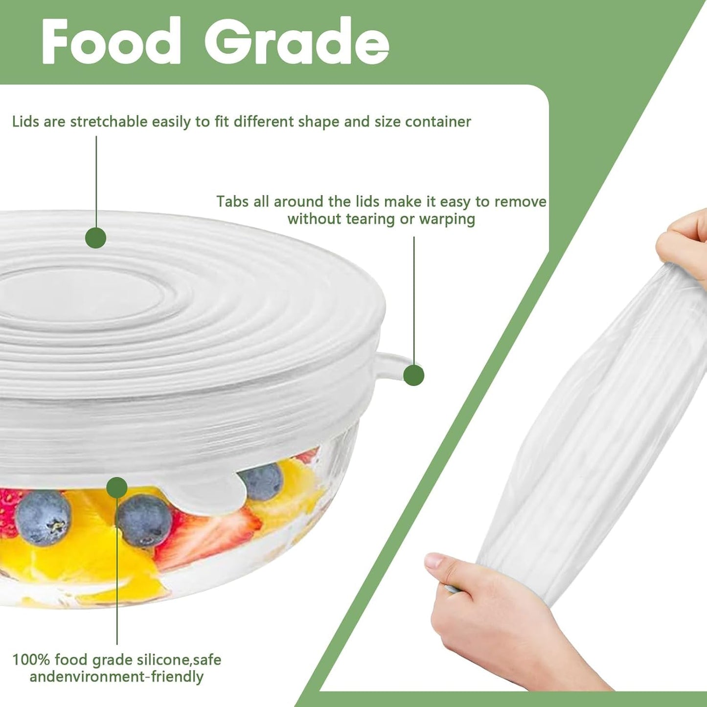 Vodlans™ Silicone Stretch Lids Reuseable Microwave Safe Flexible Covers (offer)