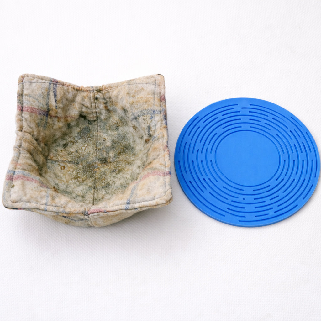Vodlans™ 2-in-1 Zero-Void™ Silicone Mesh Bag & Heat-Resistant Trivet Mat for Hot Bowls (Offer)