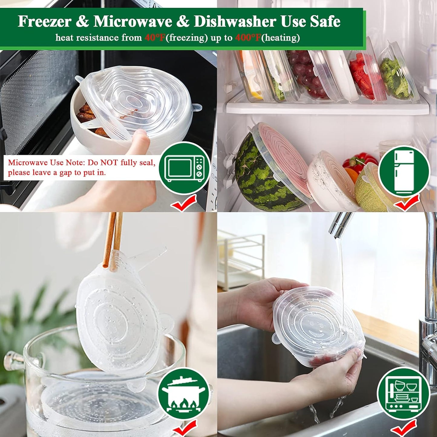 Theflame™ Reusable Silicone Lids — 6 PCS Stretch Bowl & Pot Covers