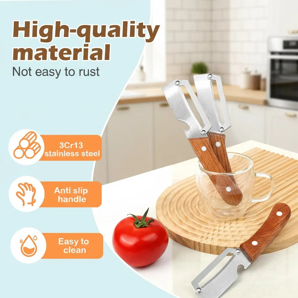 Vodlans™  Wooden-Handled Stainless Steel Shredder and Peeler