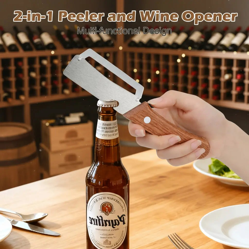 Vodlans™  Wooden-Handled Stainless Steel Shredder and Peeler