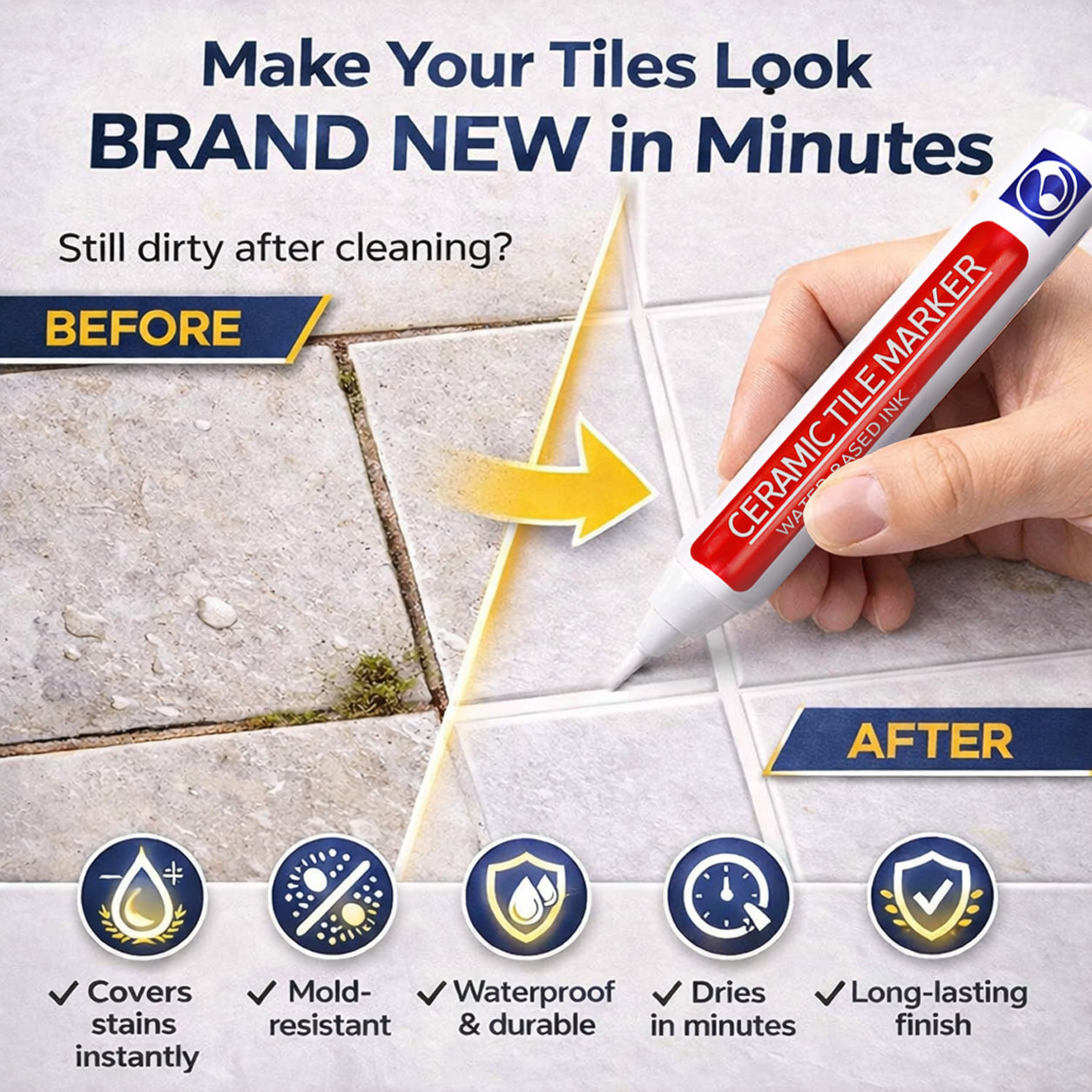 Vodlans™ Anti-Mould & Waterproof Joint Pen for Ceramic Tiles!