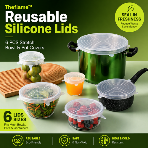 Vodlans™ Silicone Stretch Lids Reuseable Microwave Safe Flexible Covers (offer)