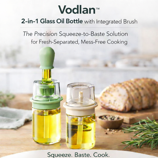 Vodlan™ 2-in-1 Glass Oil Bottle with Integrated Brush — The Precision Squeeze-to-Baste Solution for Fresh-Separated, Mess-Free Cooking (Offer)