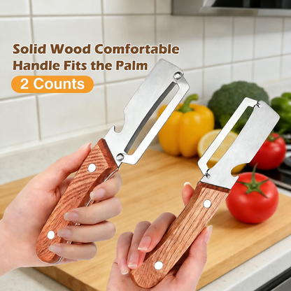 Vodlans™  Wooden-Handled Stainless Steel Shredder and Peeler