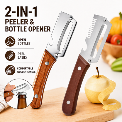 Vodlans™  Wooden-Handled Stainless Steel Shredder and Peeler