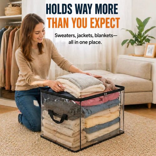 ⏳LAST DAY BUY 2 GET 1 FREE!!💕Odinl™ Transparent Storage Bag – Large, Dust & Moisture-Proof with Handle✨