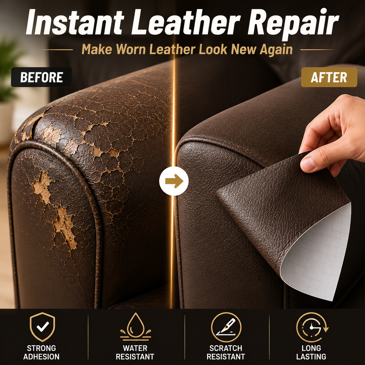 Vodlans™ Leather Repair Patch – Cover Scratches, Cracks & Peeling in Minutes