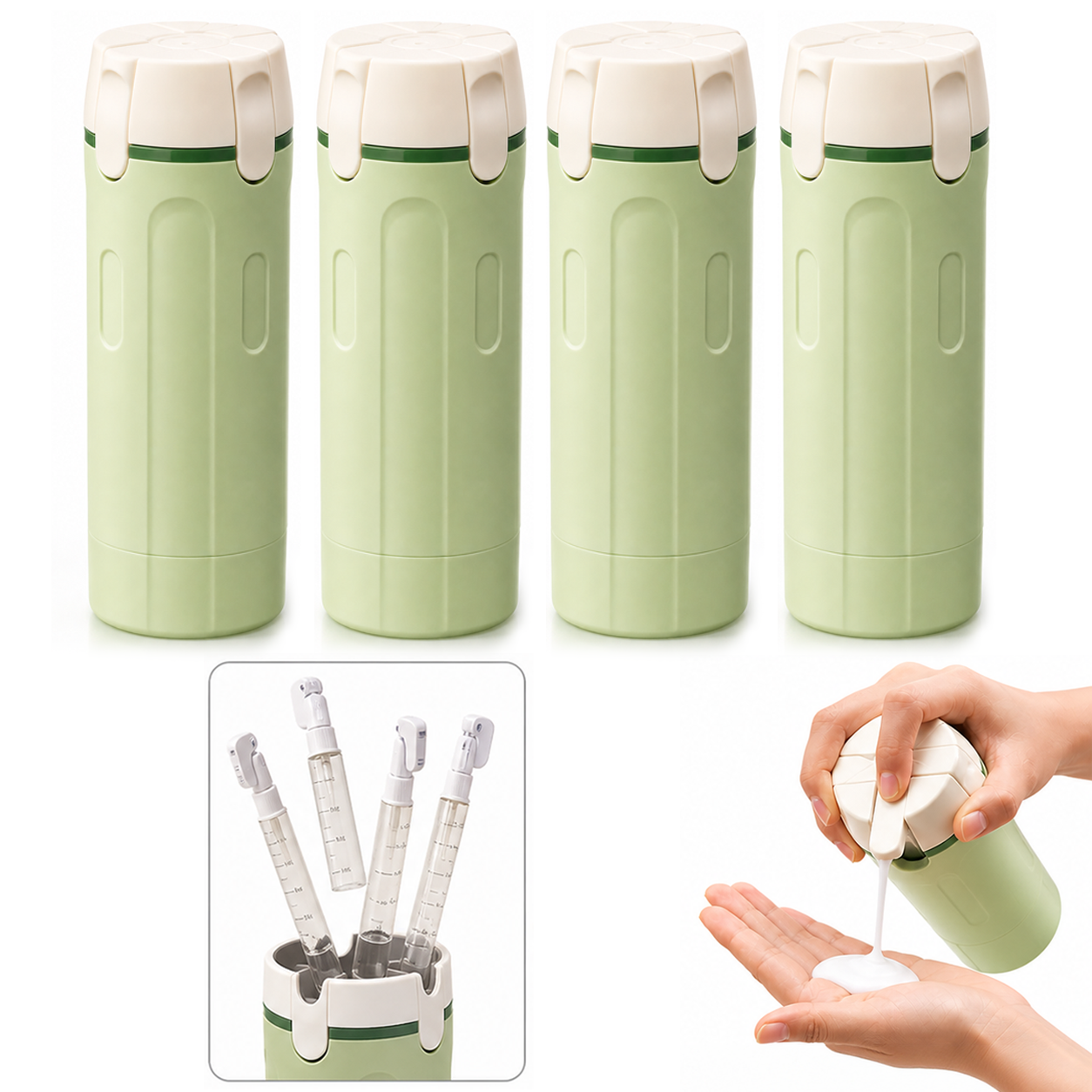 Vodlan™ Travel Dispenser - Carry 4 Essentials in 1 Bottle