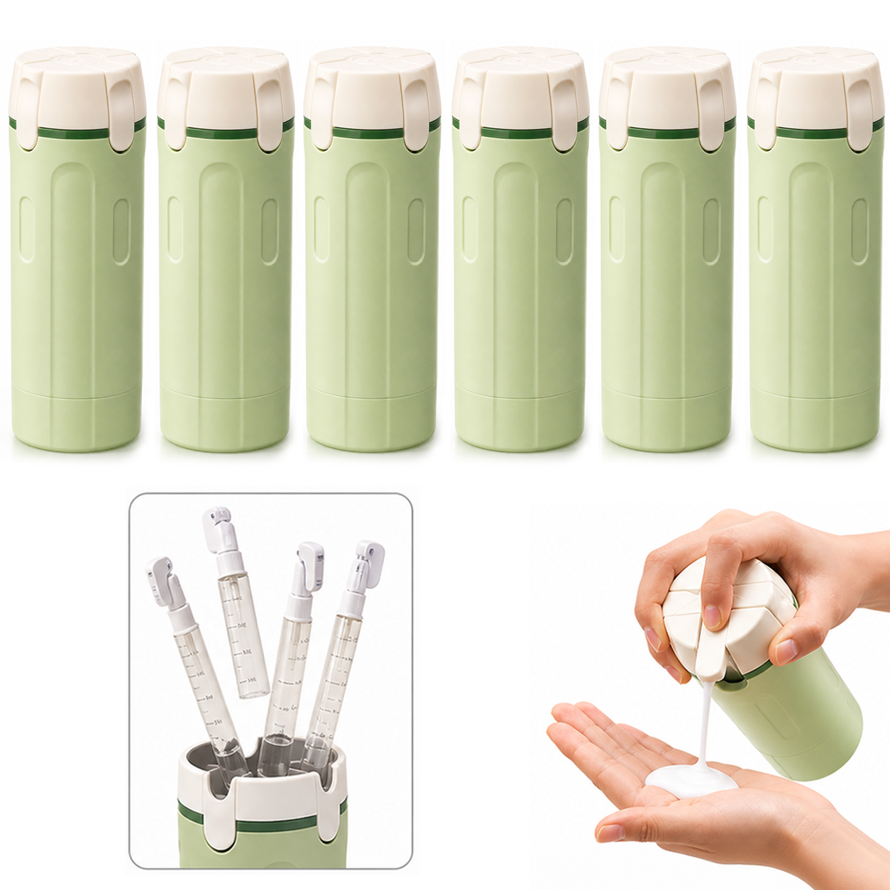 Vodlan™ Travel Dispenser - Carry 4 Essentials in 1 Bottle