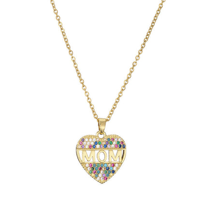 MOM Heart Necklace (Crystal)