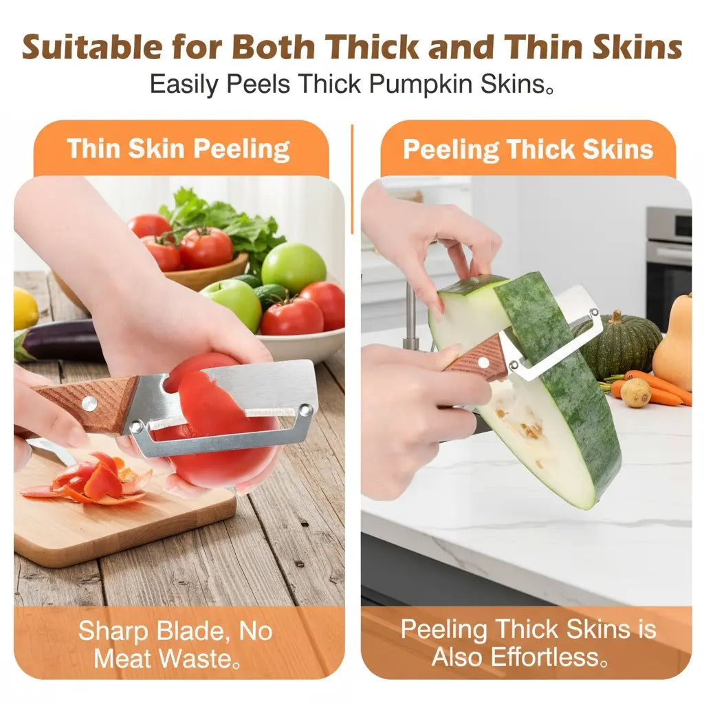 Vodlans™  Wooden-Handled Stainless Steel Shredder and Peeler