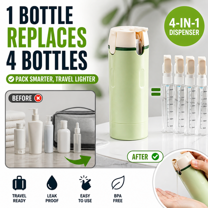 Vodlan™ Travel Dispenser - Carry 4 Essentials in 1 Bottle (OFFER)