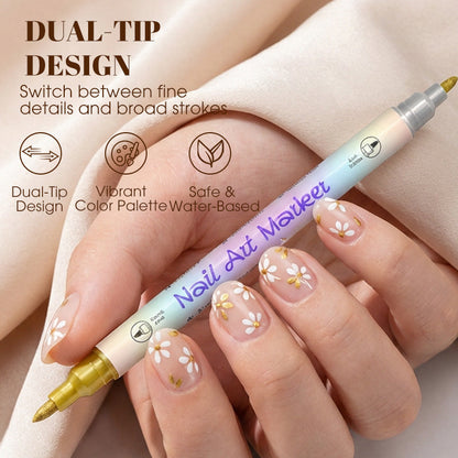 ✨Vodlan™ Dual-Tip Nail Art Marker Pen Set